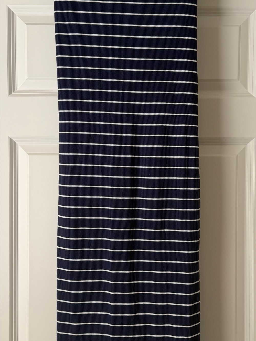 Navy and White Striped Women's strapless Midi dress